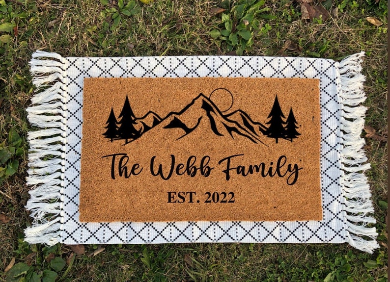 Mountain Doormat, Personalized Outdoor Mat