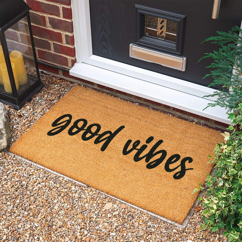 Good Vibes Door Mat, Housewarming Gift, Personalized Custom Doormat, Welcome Door Mat, Personalized Gift, New Home Gift