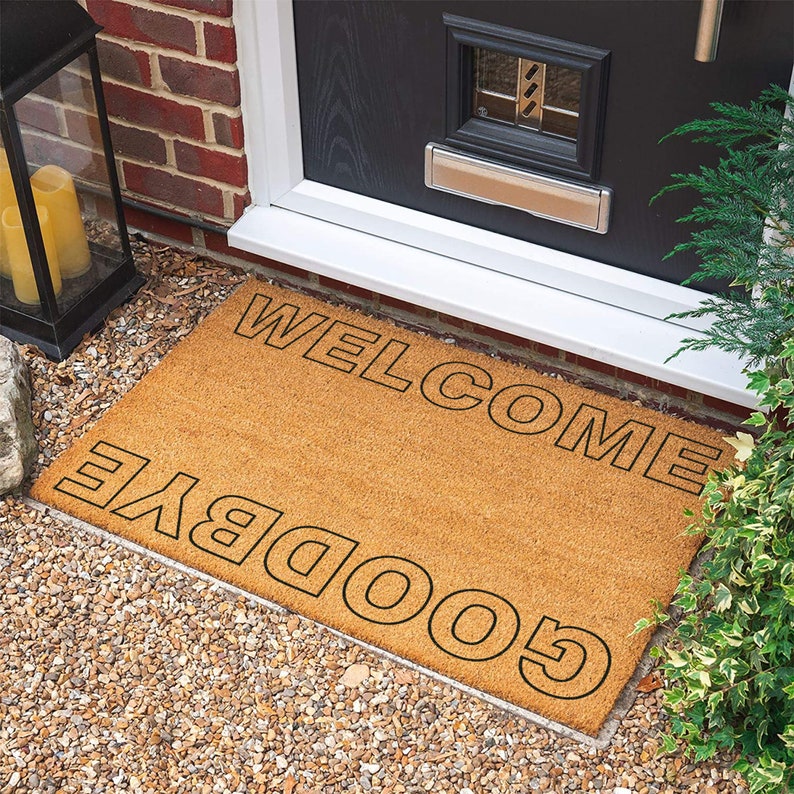 Welcome Goodbye Doormat, New Home Gift, Housewarming Gift, Wedding Gift, Personalized Gift