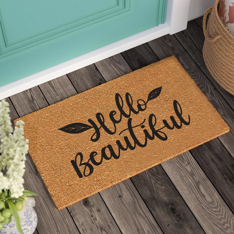 Hello Beautiful Door Mat, Custom Doormat, Housewarming Gift, Wedding Gift, Home Gift, Welcome Door Mat