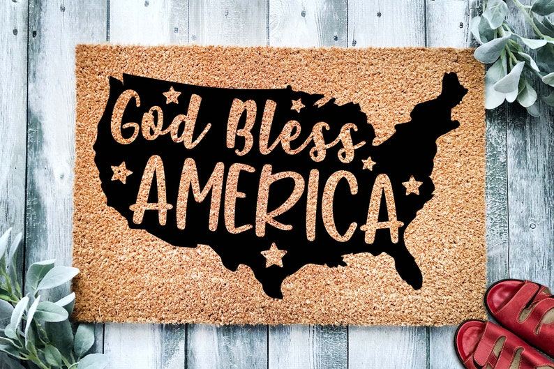 God Bless America United States Door Mat, 4th of July Mat, Independence Day Doormat, Closing Gift