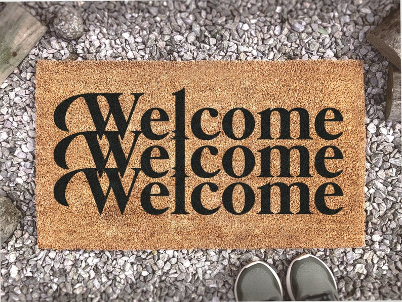 Chillever- Outdoor Mat- Stacked Retro Welcome Doormat, Welcome Door Mat, New Home Gift, Front Door Decor
