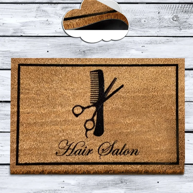 Hair Salon Doormat, Barber Gift Outdoor Rug, Scissors And Comb Doormat, New Home Gift, Wedding Gift, Entryway Decoration