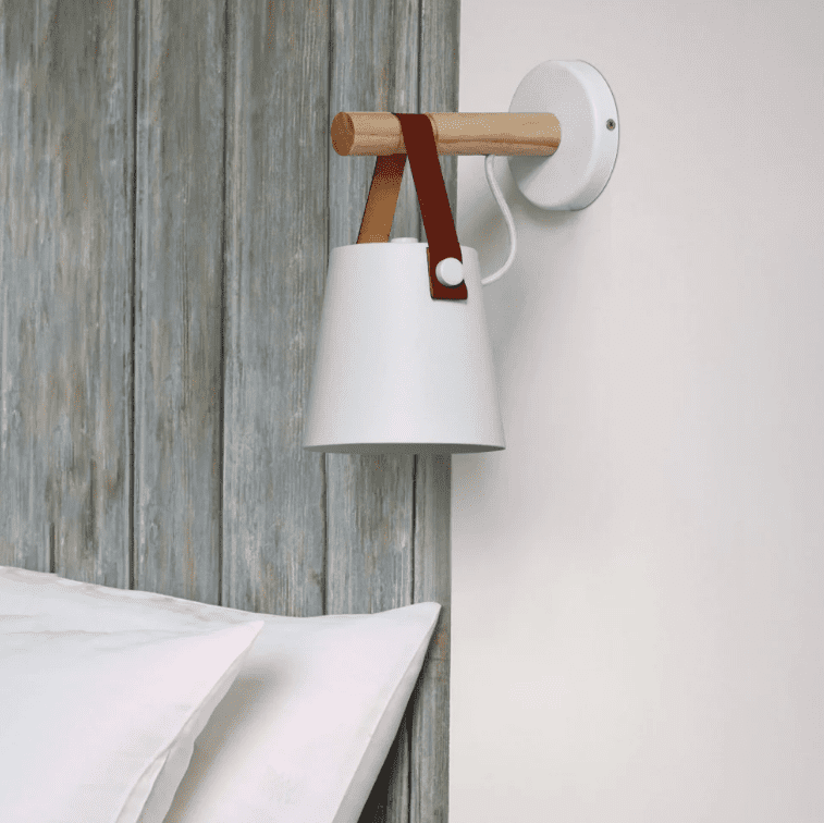 Nevra - Nora Leather Strap Wooden Wall Light