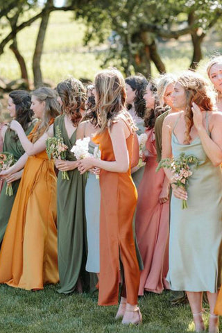 Peach, olive green, orange and sage green
