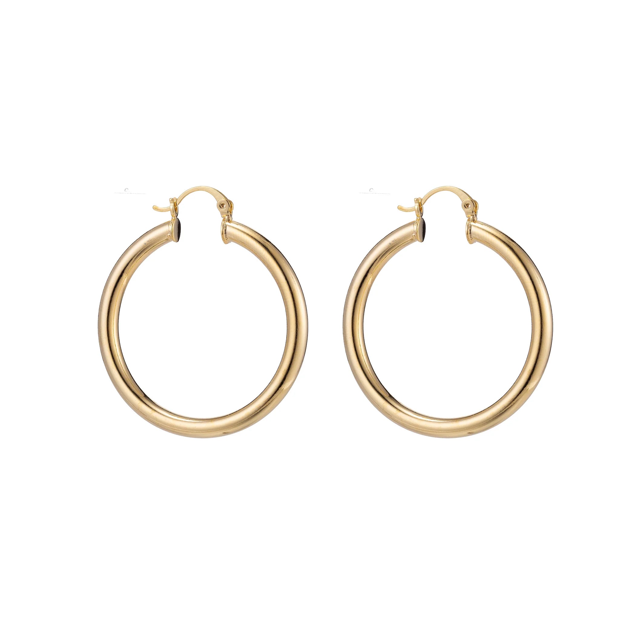 18K GOLD FILLED CHUNKY LEVER BACK HOOP EARRINGS