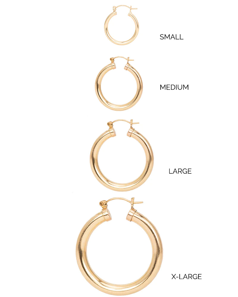 18K GOLD FILLED CHUNKY LEVER BACK HOOP EARRINGS