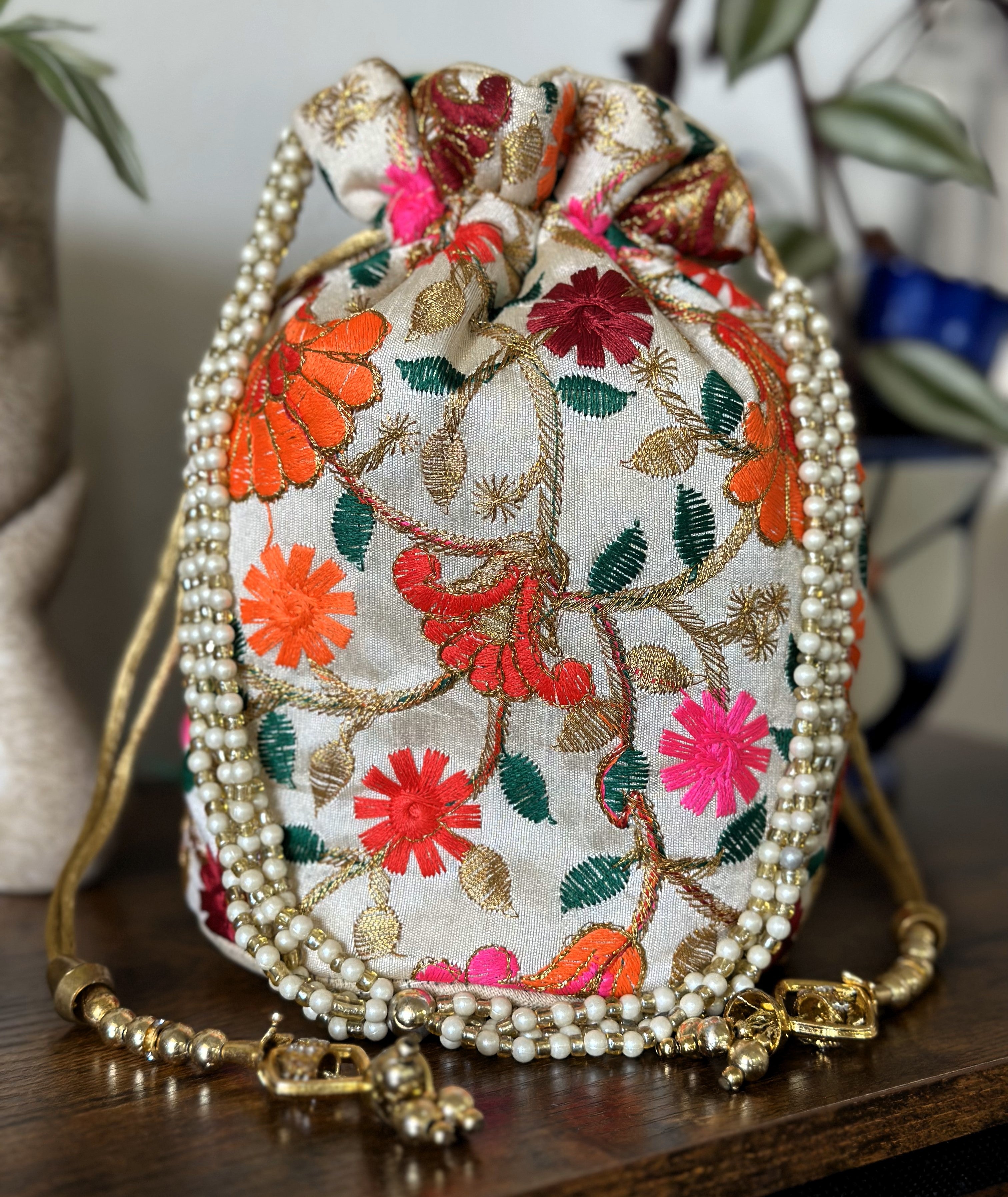 Silk Potli Drawstring Bag