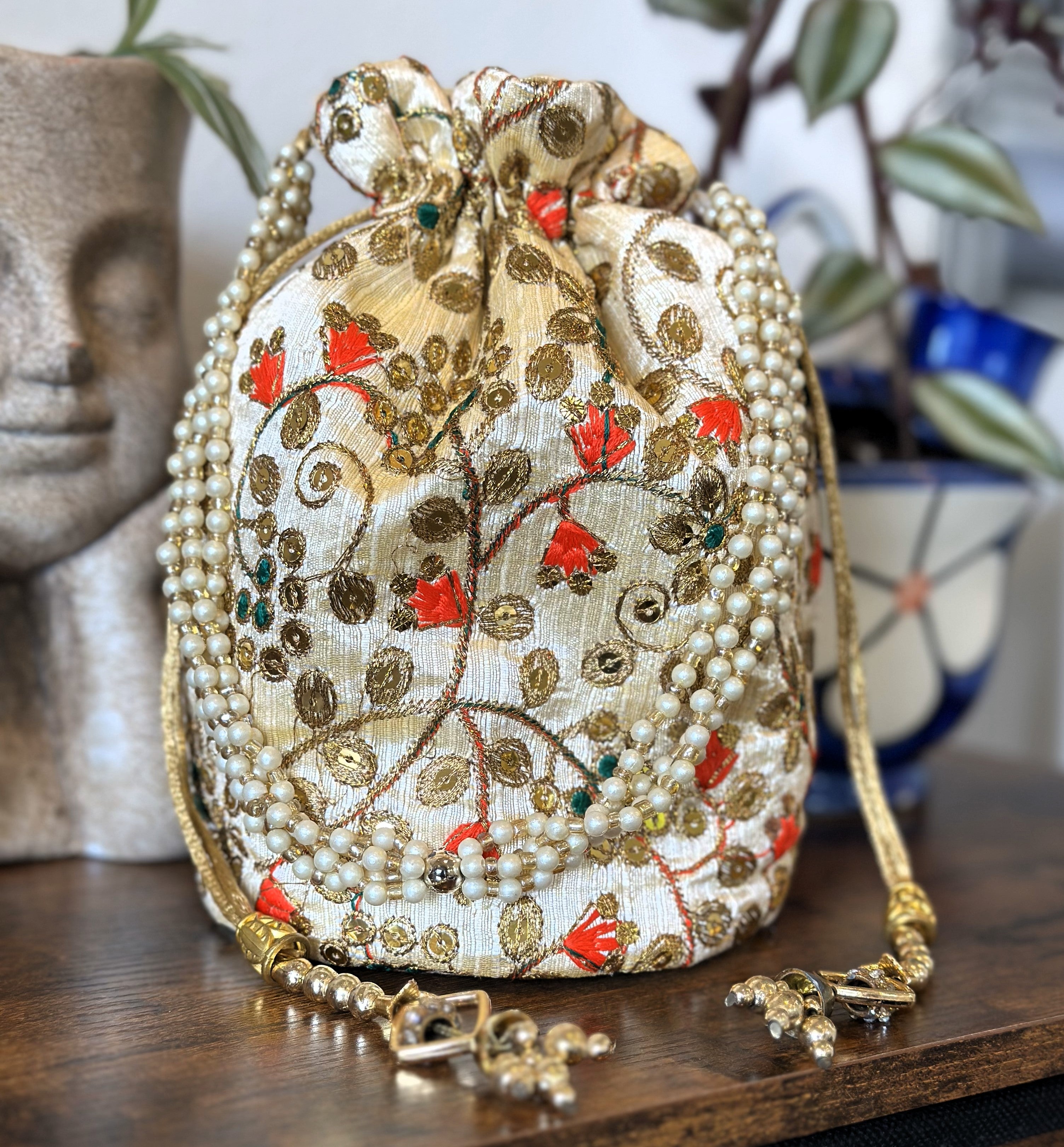 Silk Potli Drawstring Bag