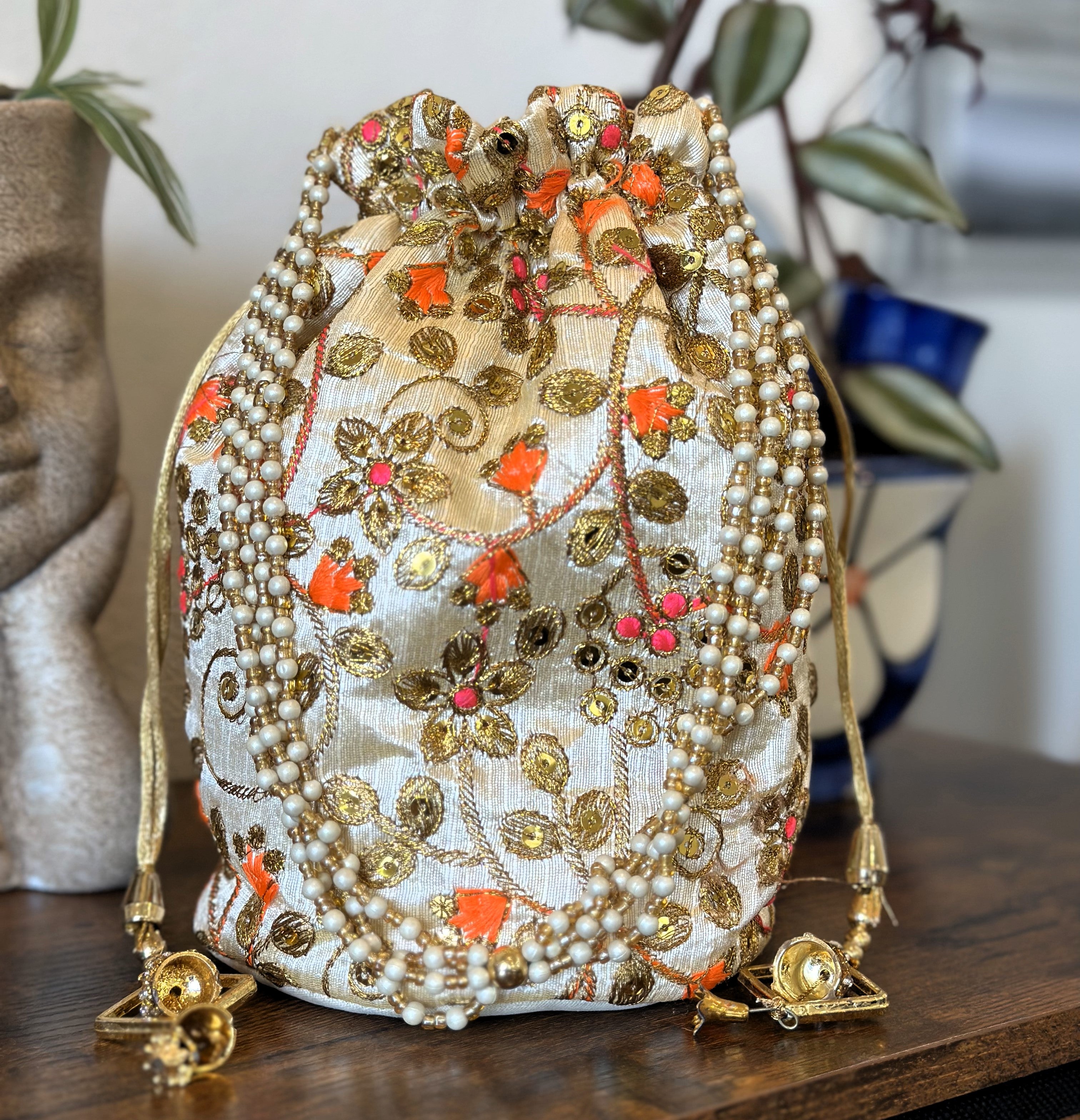 Silk Potli Drawstring Bag