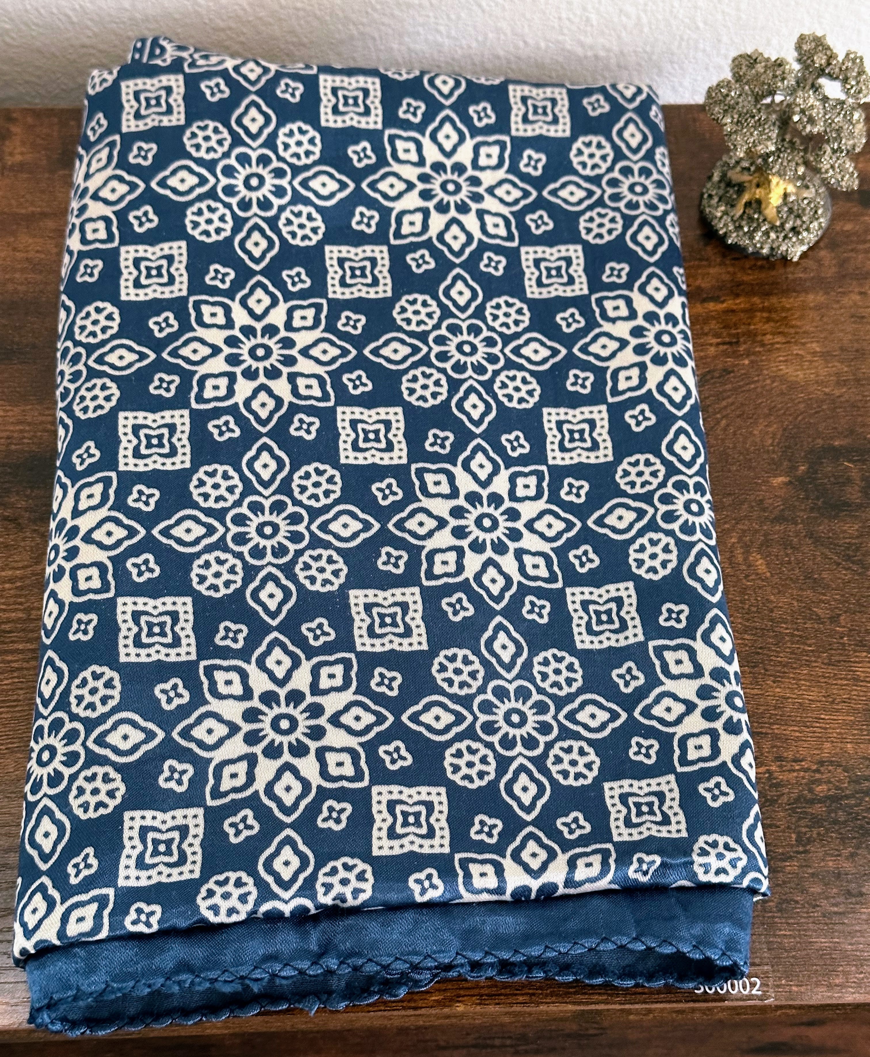 Mashru Silk Ajrakh Stole & scarves for women [Blue]