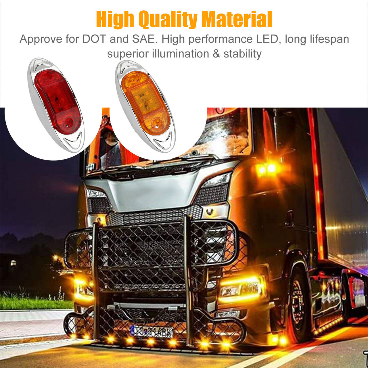 5 Amber + 5 red Truck Trailer Vehicle Side Clearance Marker Lights, Waterproof and Easy to Install