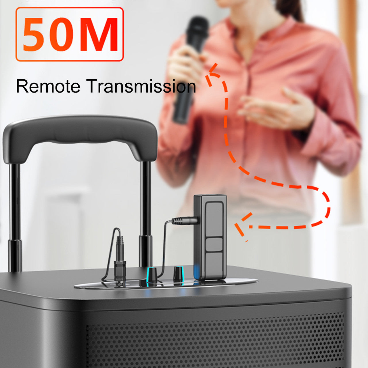 VHF Wireless Microphone Handheld Mic System Karaoke with a 20-50M Tranismission Distance