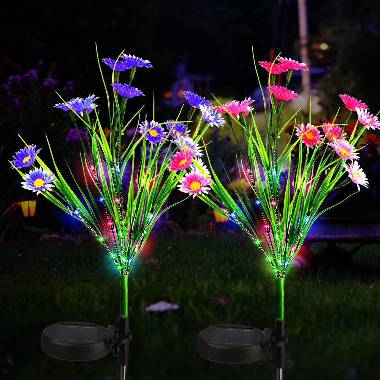 Realistic Looking Solar Wildflower Lights, Solar Powered, Waterproof, and Easy to Use, Pink
