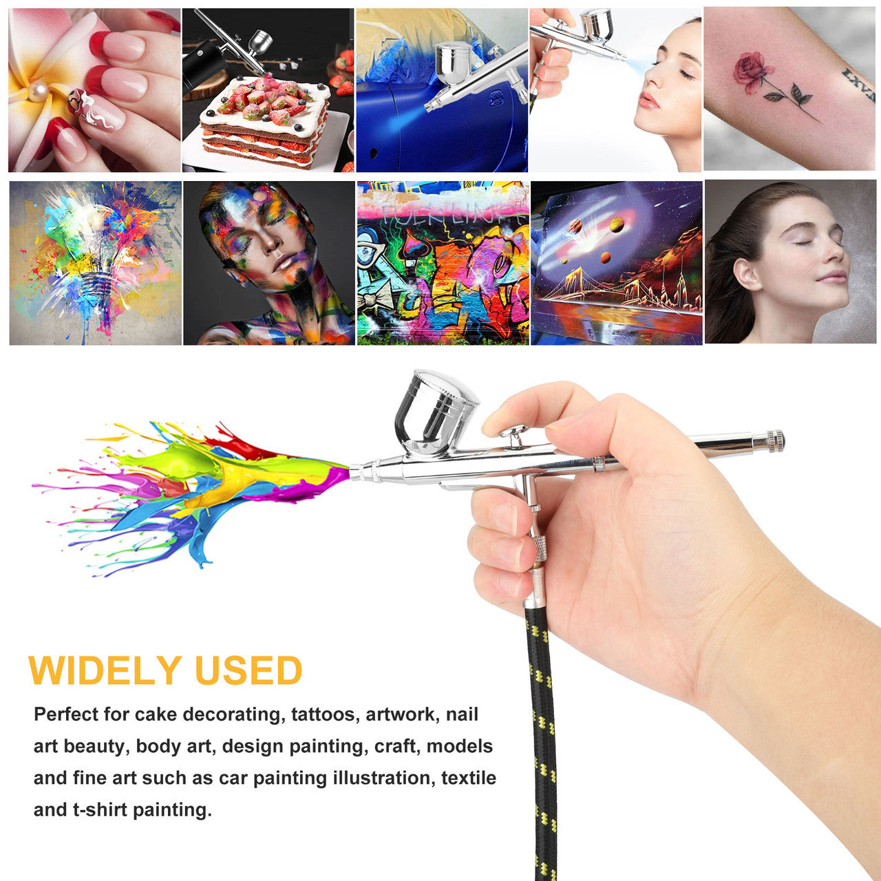 Dual Action Air Brush Airbrush Kit for DIY, Hobby. Fashion and more.