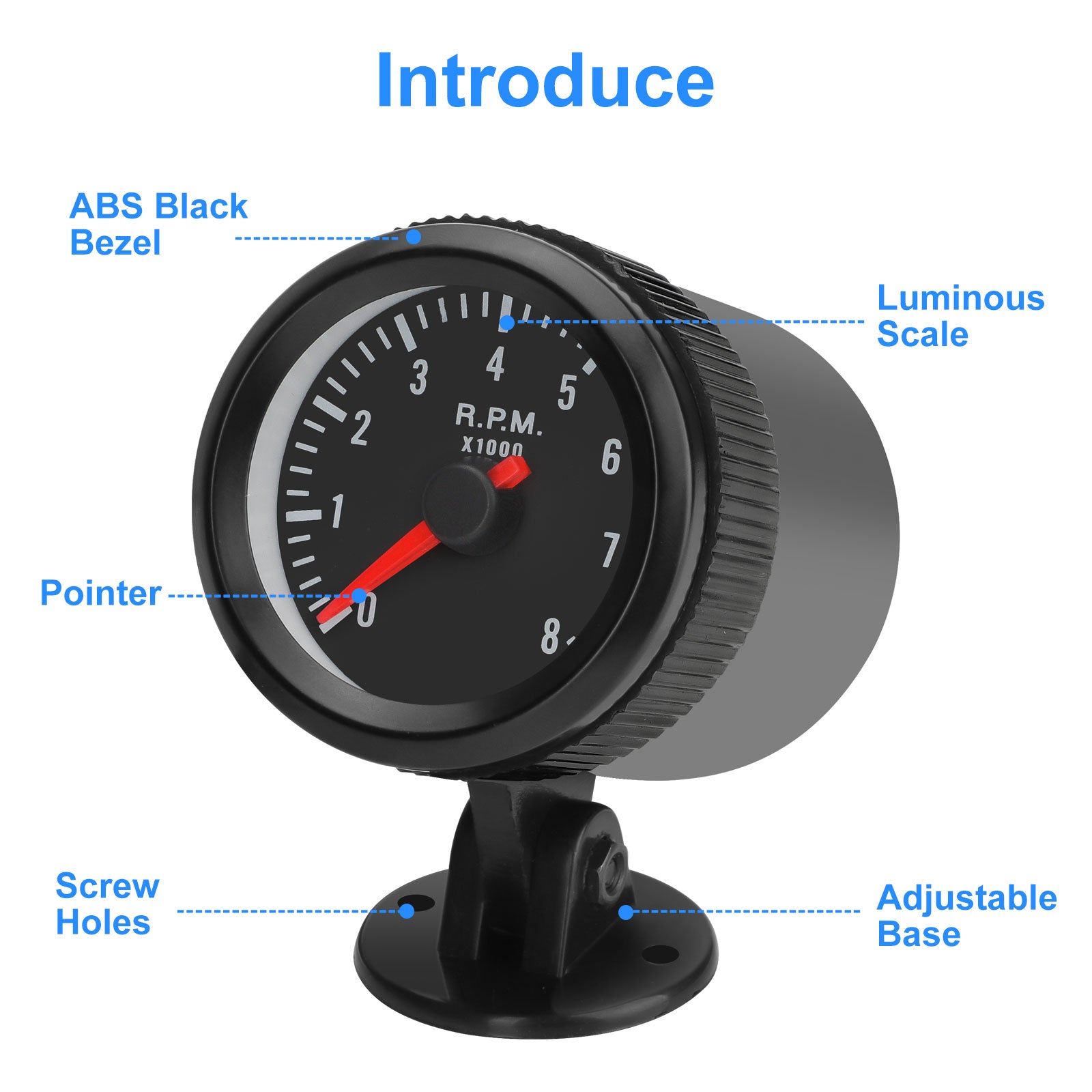 52mm 0~8000 RPM Car Tachometer Gauge - Effortless RPM Reading, High Sensitivity for Engine Monitoring, suitable for 1~8 cylinder gasoline cars