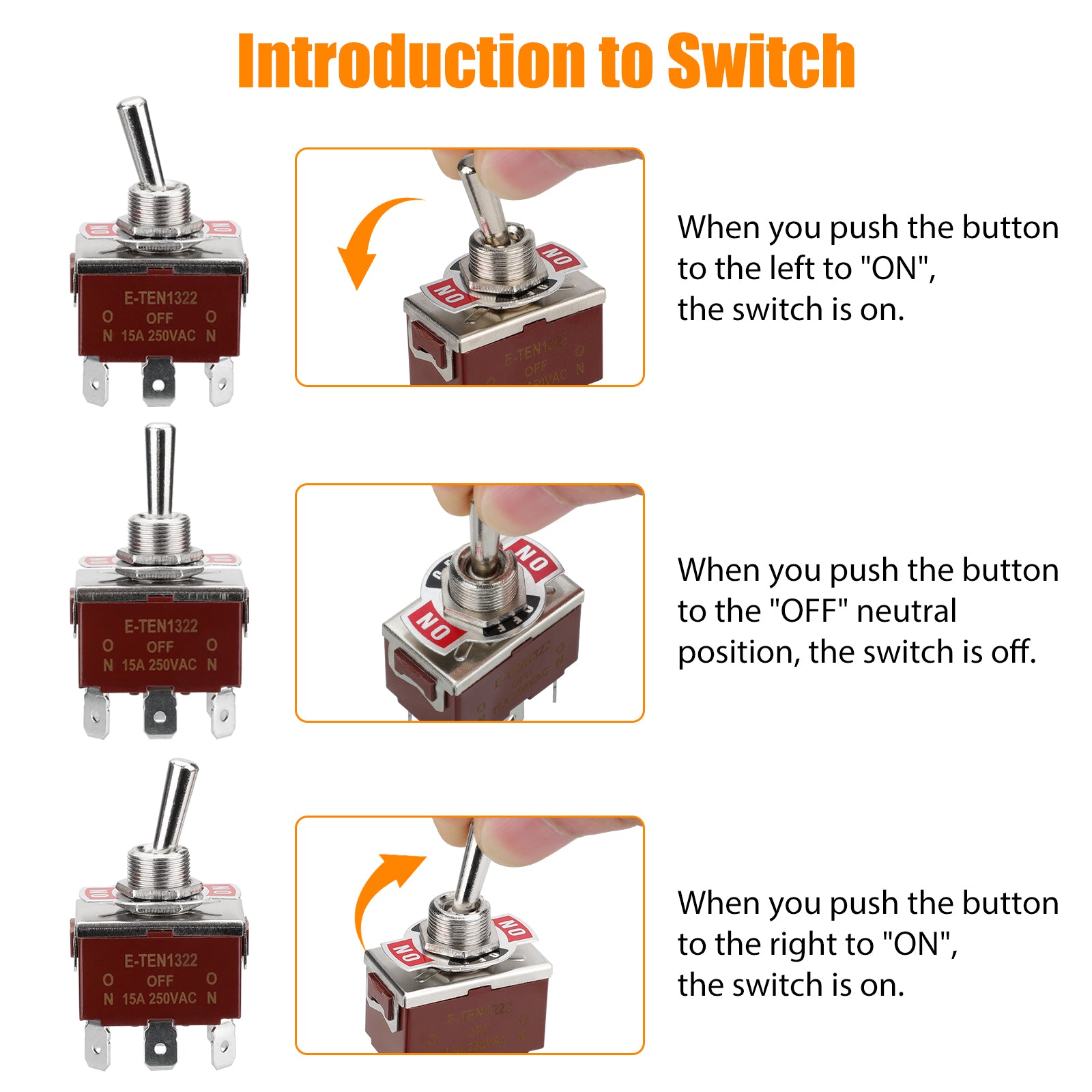 3 pcs 12V 6 Pin 3 Position Heavy Duty Toggle Switches - solid  Terminal Metal Boat Switch for Car Auto Boat Household Appliances