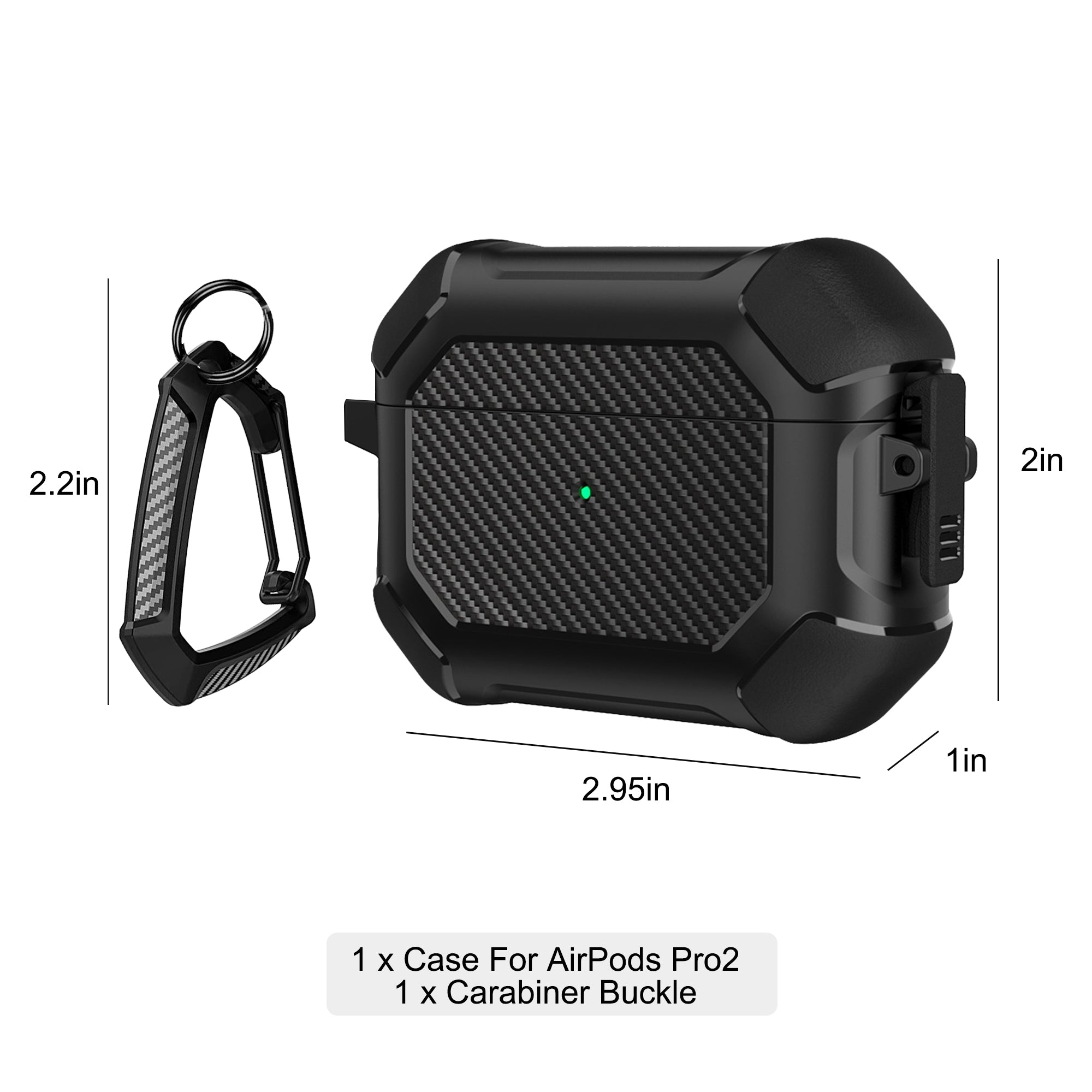 for AirPods Pro 2nd Hard Shell Protective Case - with Keychain Full Body Shockproof  for AirPods Pro Case (2023/2022/2019), Black