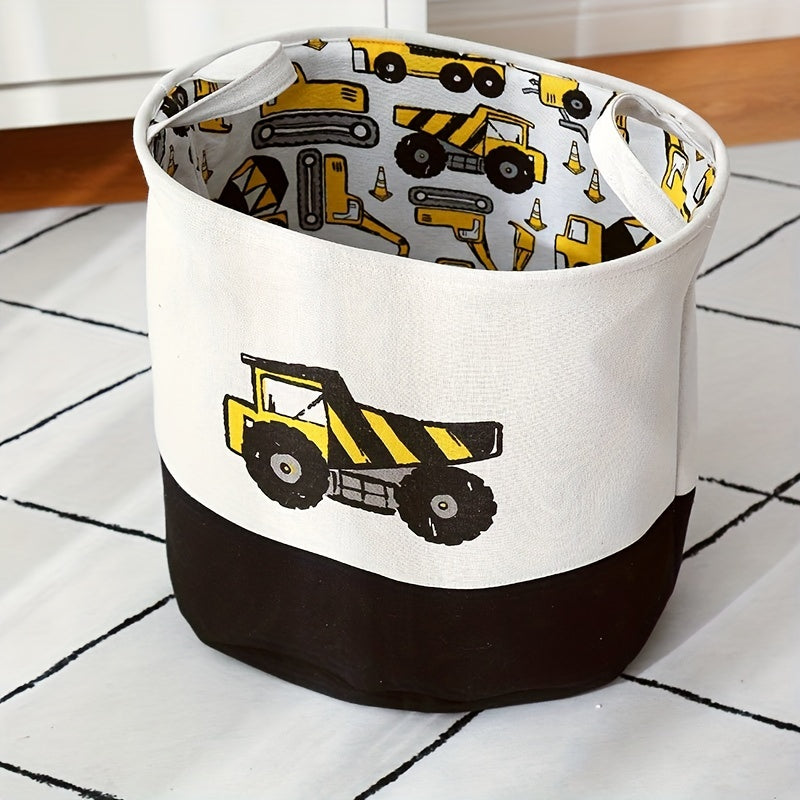 1pc Car Pattern Portable Storage Bin With Sturdy Handles, Durable Storage Box For Clothes, Kids Toys, Towels, Books, Quilts, Halloween Sundries, Household Space Saving Organizer Of Closet, Laundry, Home, Dorm