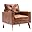 Mid Century Modern Armchair, Button Tufted Faux Leather Accent Chair with Arm, Upholstered Club Chair for Living Room, Caramel