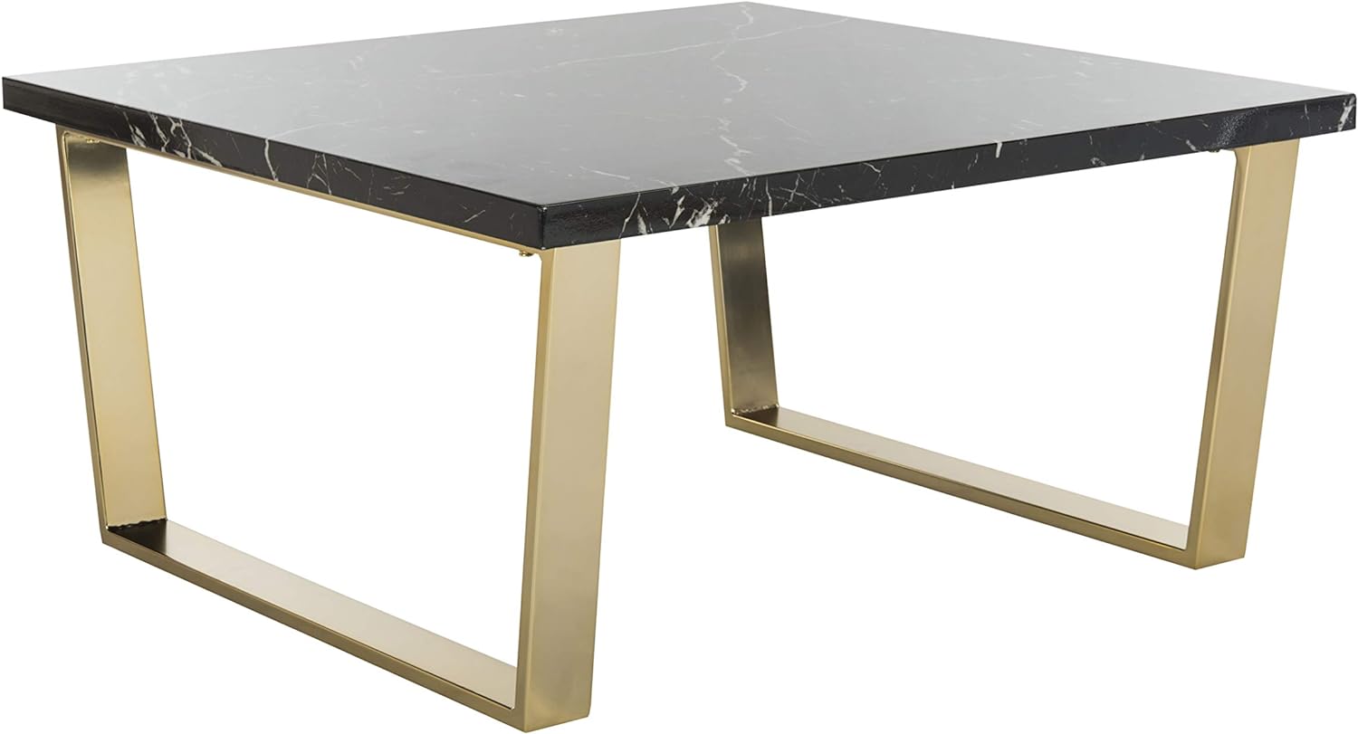 Safavieh Home Carmen Glam Black Faux Marble and Brass Coffee Table
