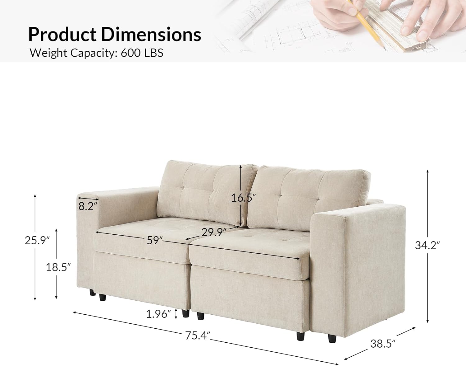 HULALA HOME Modular Sectional Sofa, U Shaped Couch with Storage and Wide Armrest,135 Inch Chenille Oversized Sleeper Sofas Set for Living Room,Beige