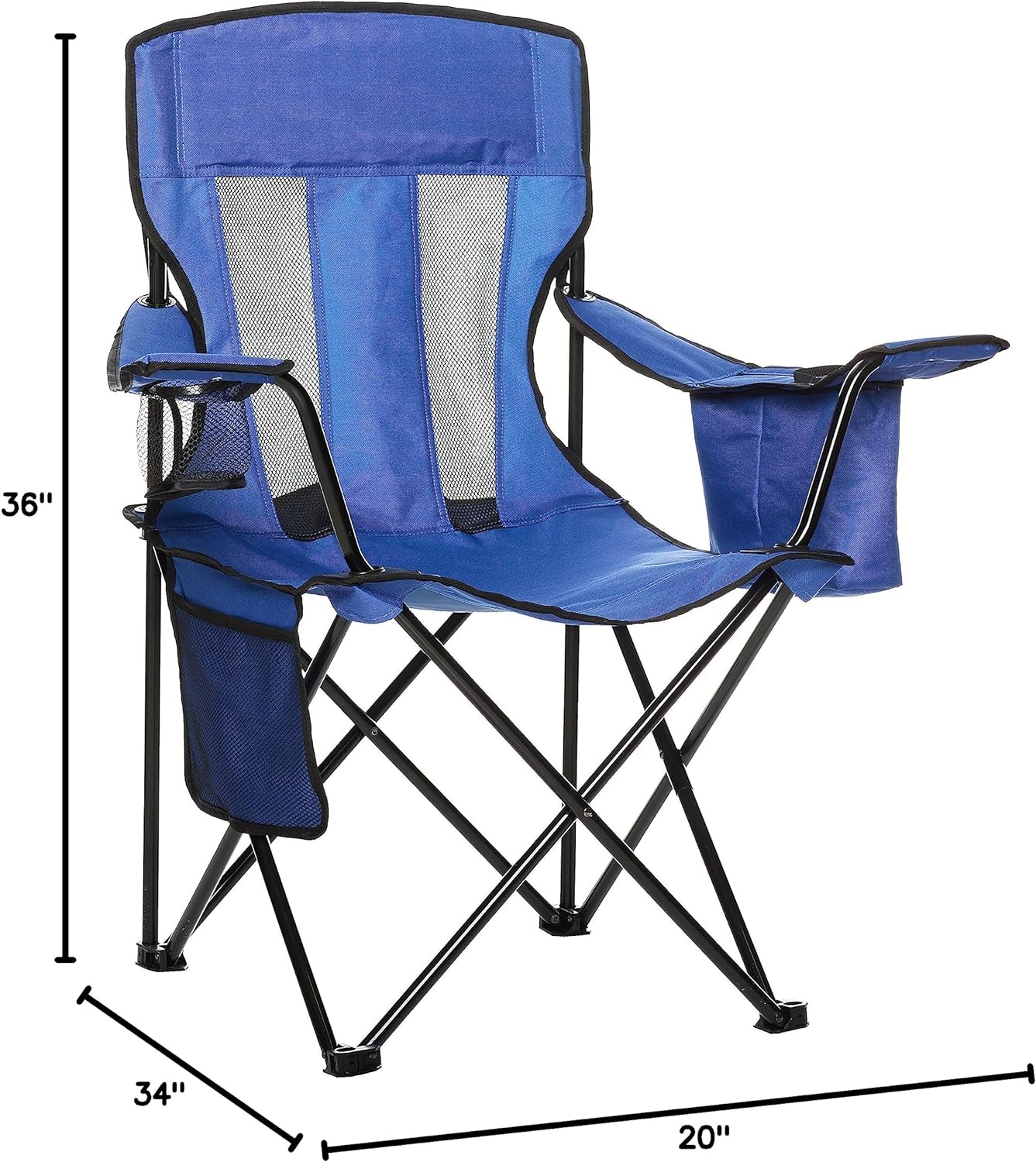 Amazon Basics Portable Folding Camping Chair with 4-Can Cooler, Side Pocket and Cup Holder with Carrying Bag