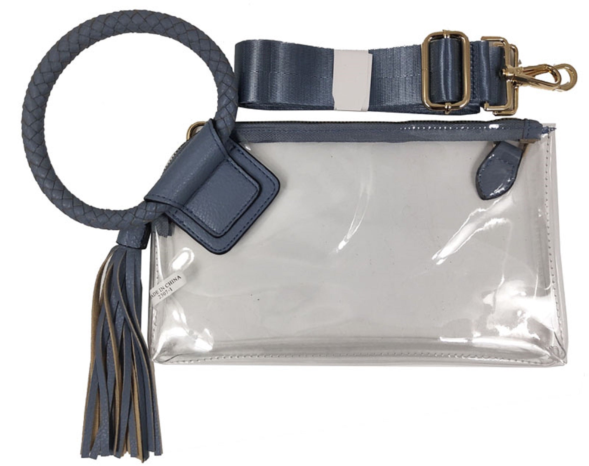 AD205T See Through Clear Cuff Handle Tassel Wrislet Clutch