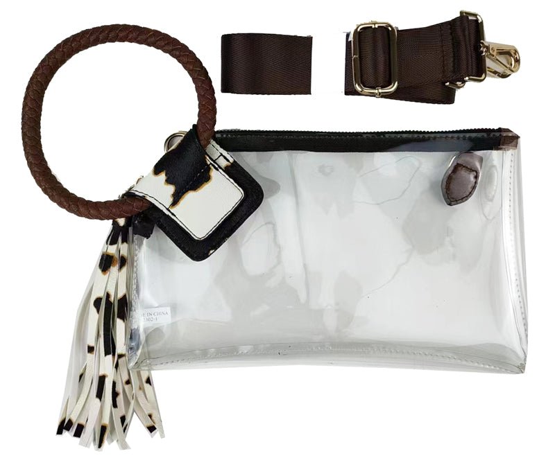 AD205T See Through Clear Cuff Handle Tassel Wrislet Clutch