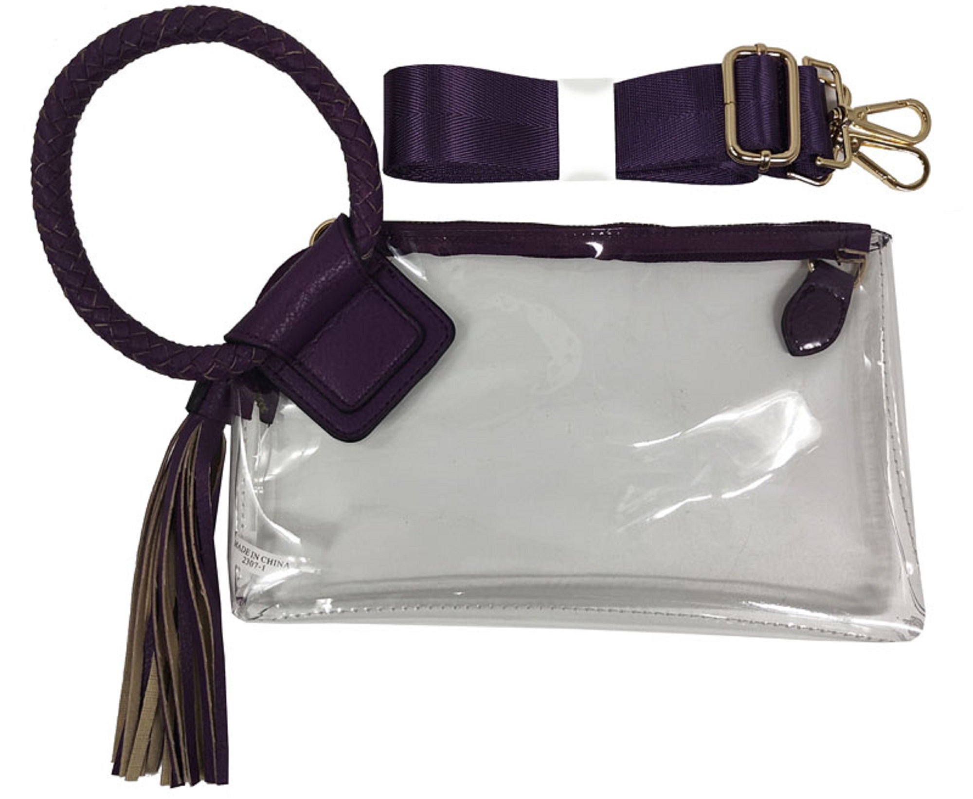 AD205T See Through Clear Cuff Handle Tassel Wrislet Clutch