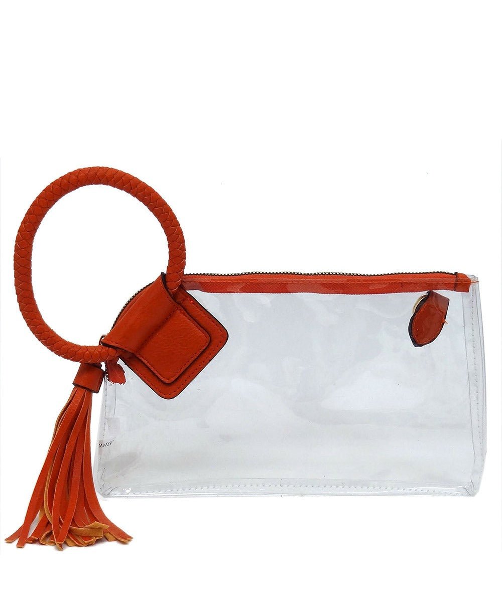 AD205T See Through Clear Cuff Handle Tassel Wrislet Clutch