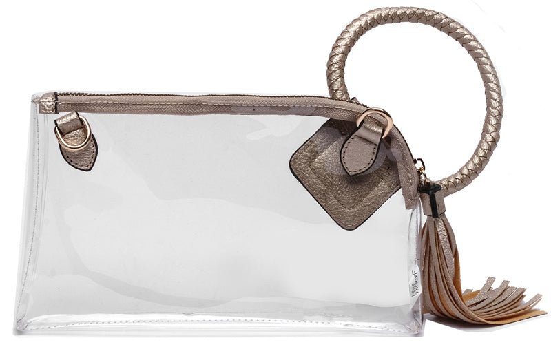 AD205T See Through Clear Cuff Handle Tassel Wrislet Clutch