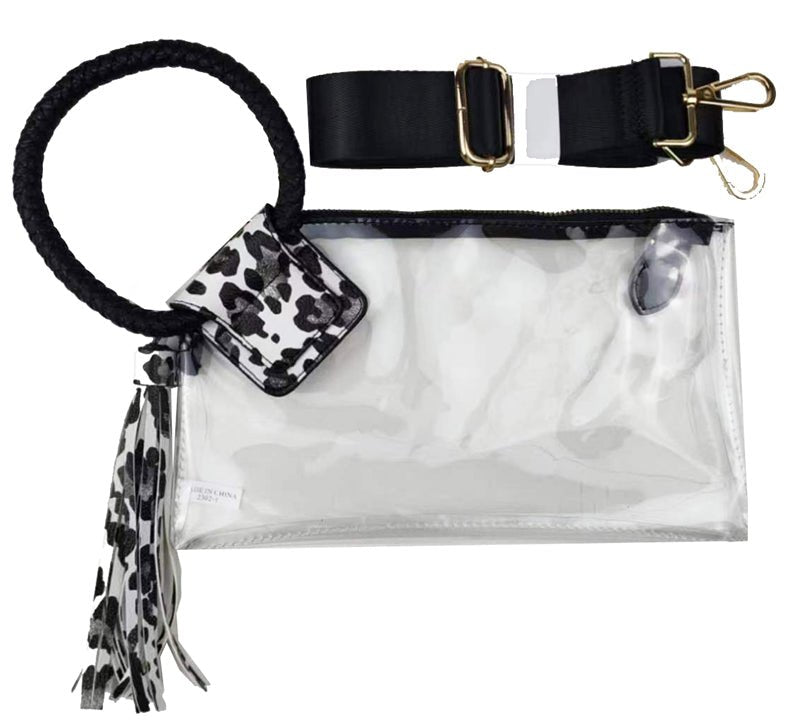 AD205T See Through Clear Cuff Handle Tassel Wrislet Clutch