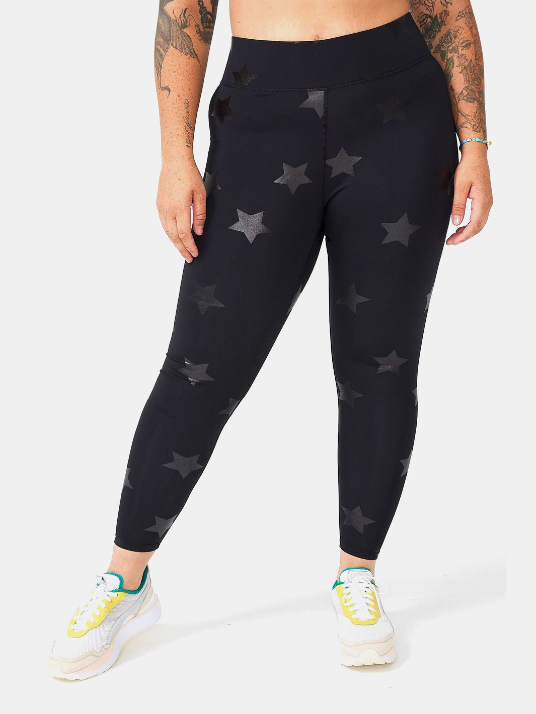 Black Tonal Star Foil UpLift Leggings