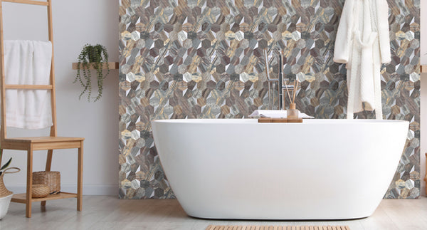 bathroom peel and stick hexagon tile