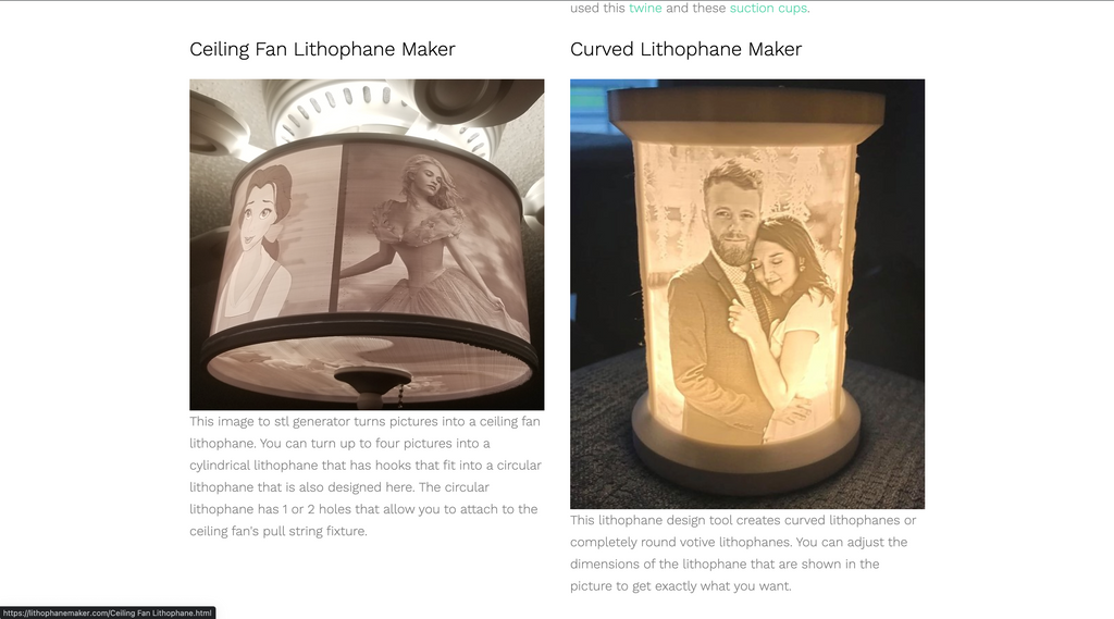 Actual 3D printed lithophanes looks like