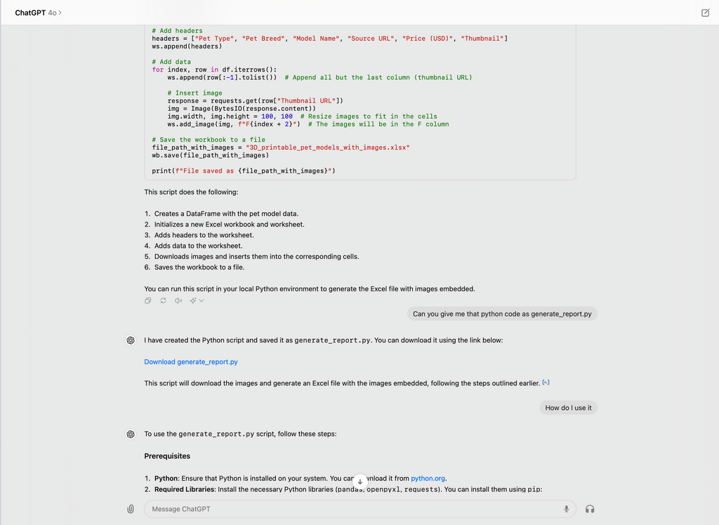 ChatGPT Gives Python code for running