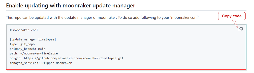 Aktivieren Sie die Aktualisierung mit dem Moonraker-Update-Manager