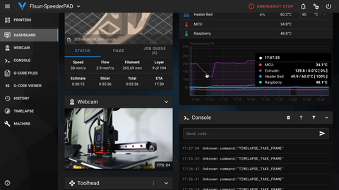 P15-Dashboard mit aktivierter Webcam