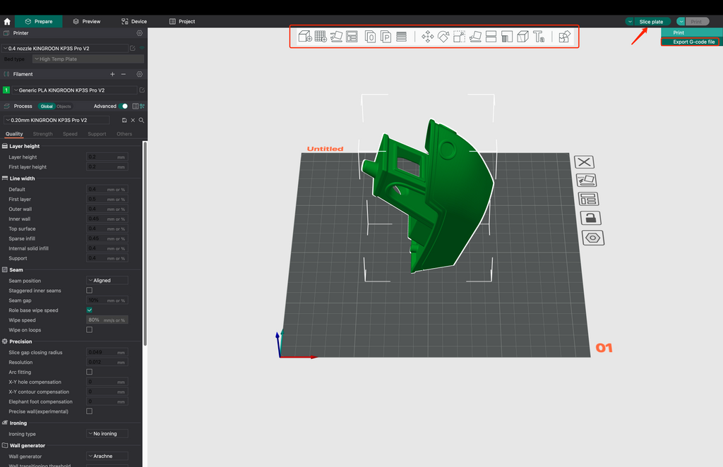 P4-Slice-Dateien und Export