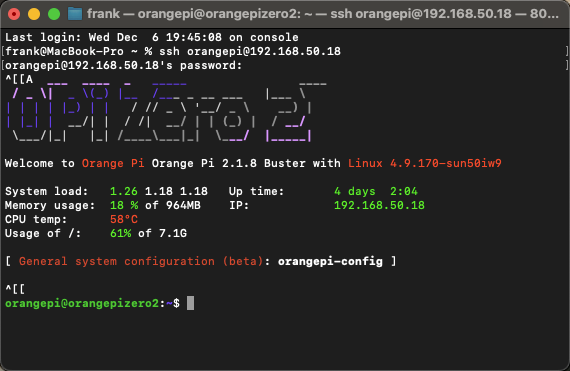 P5 Geben Sie Orangepi SSH ein