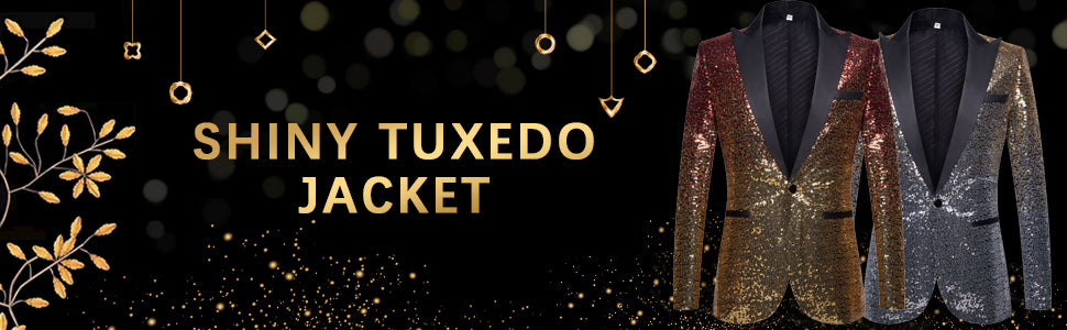 Men Fashion Stylish Gradual Change Color Sequins Suit Jacket