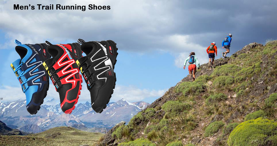 Men's Lightweight Trail Running Shoes Outdoor Breathable Hiking Shoes Waterproof Walking Trekking Cross Training Sneakers