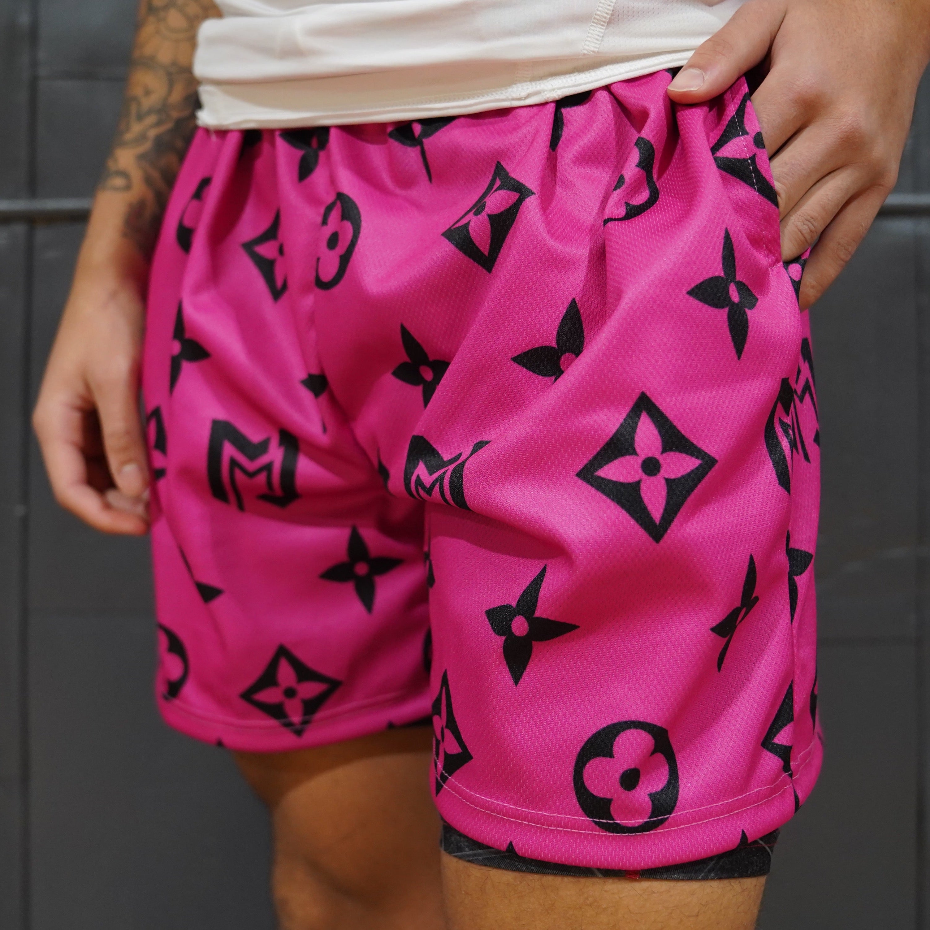 Pink & Black MJM Custom Print Shorts