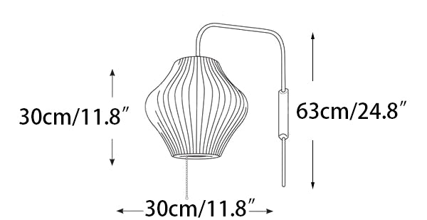 Nelson Wandleuchte Größe B Dimensionsdiagramm