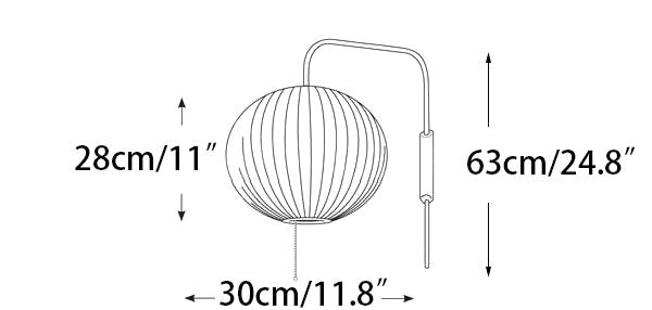 Nelson Wandleuchte Größe C Dimensionsdiagramm