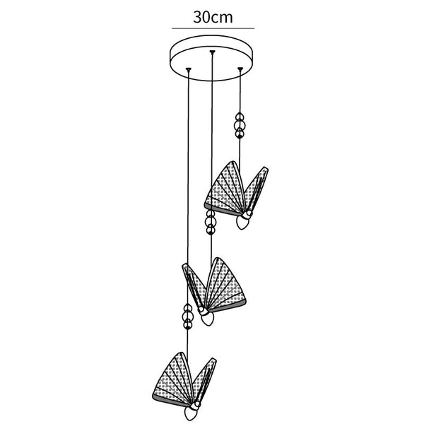 أبعاد مصباح Butterfly المعلق