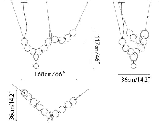 Dimensioni della lampada a sospensione LED Necklace