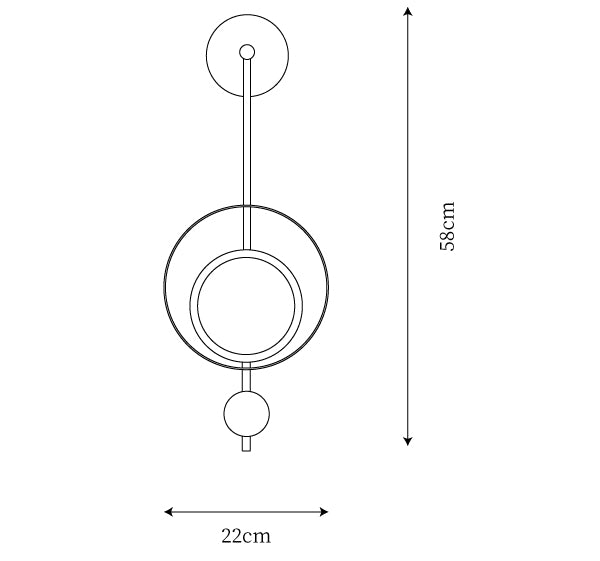 Dimensioni Double Rings Wall Lamp