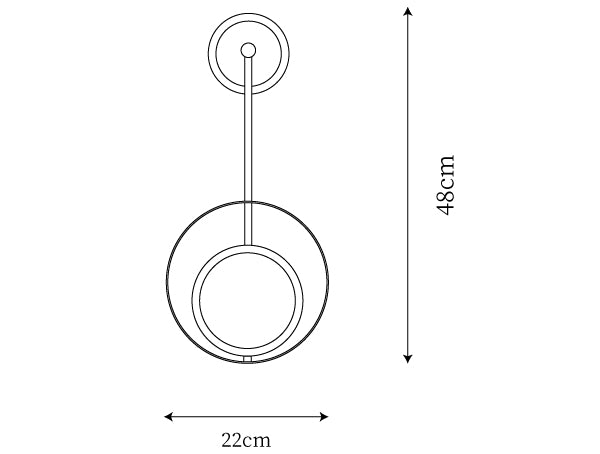 Dimensioni Double Rings Wall Lamp